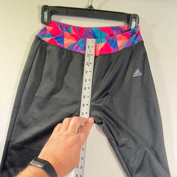 adidas Cropped Capri Leggings AeroReady Large Rear Pocket Elastic Cuff & Waist - Picture 11 of 16